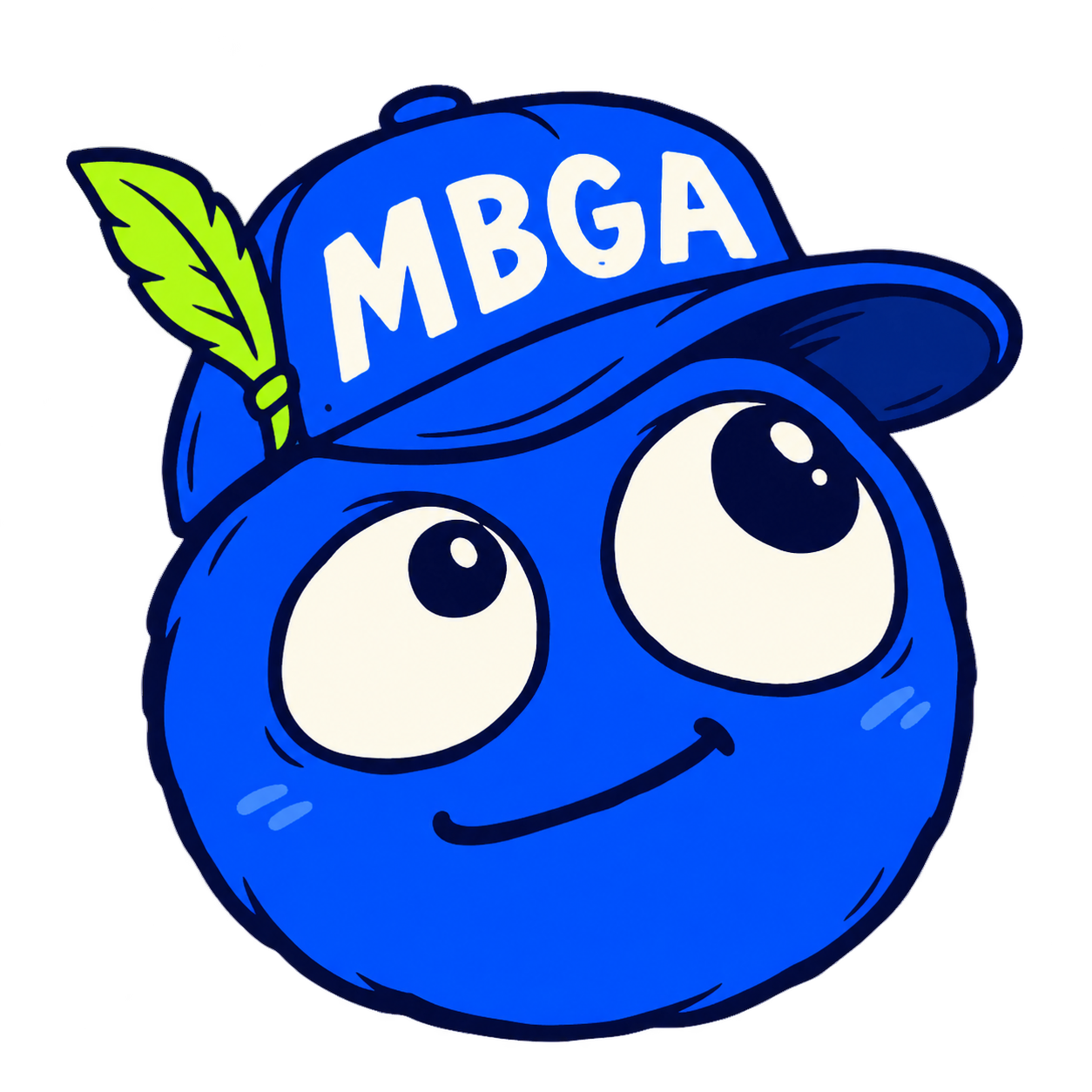 The blue MBGA mascot wearing the campaign cap.